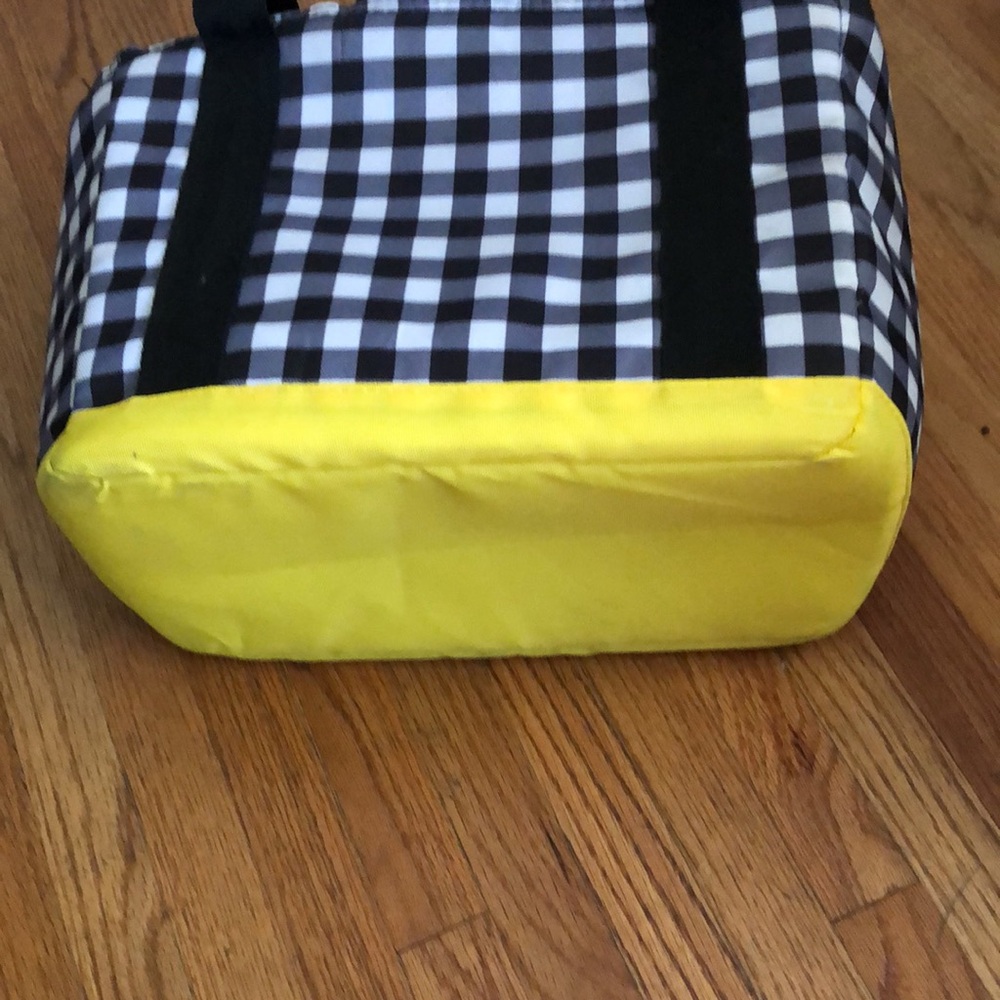 Black & White Gingham Picnic Tote with Yellow Trim - Picture 6 of 12